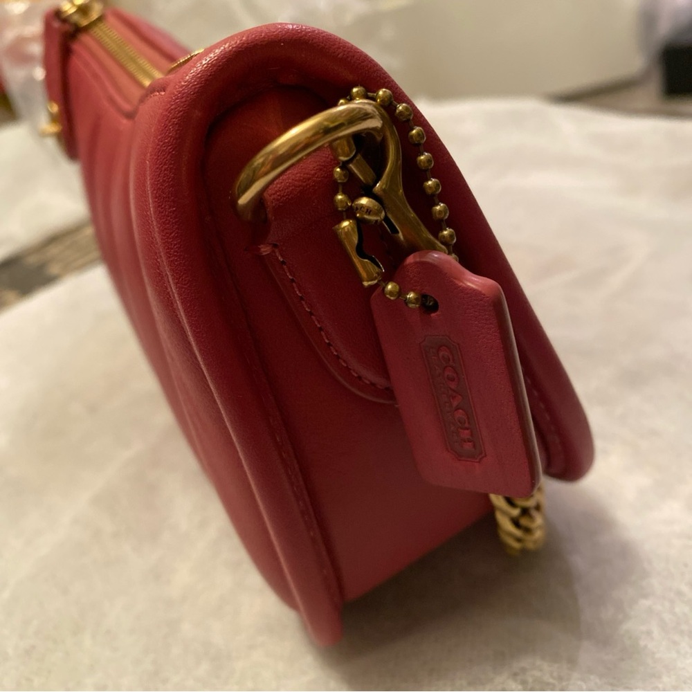 NWT Coach Swinger 20 Quilting Nappa Leather C3490 Brass Rouge Pink - Picture 4 of 11
